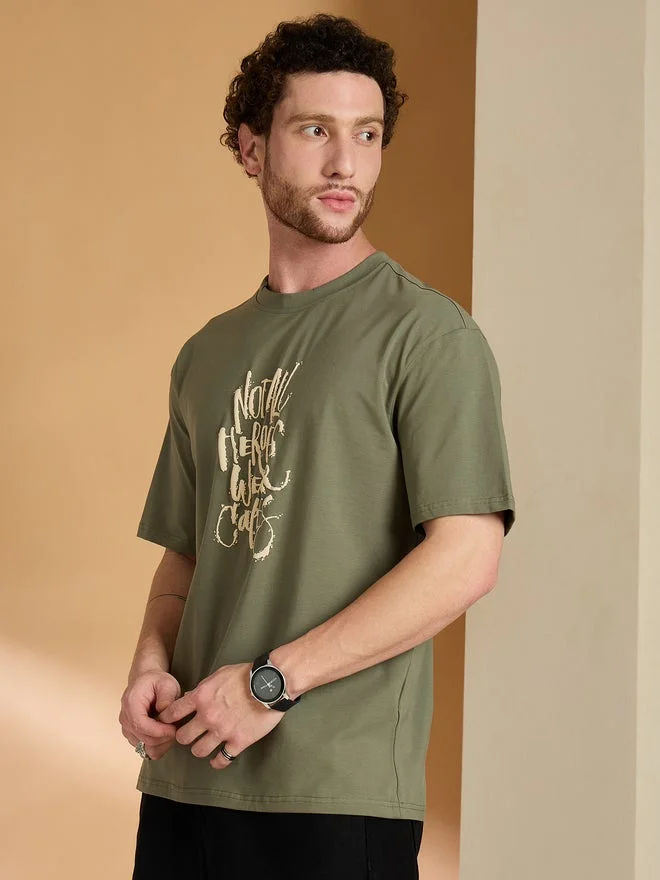 Take Two REPRISE Olive Graphic Print Crew Neck T-Shirt