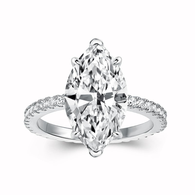 RODIFFY 3.5CT Marquise Cut Engagement Ring, AAAAA Grade Cubic Zirconia Promise Ring for Women, S925 Silver Bridal Wedding Jewelry ((Style 2) Silver, 7) - Image 1