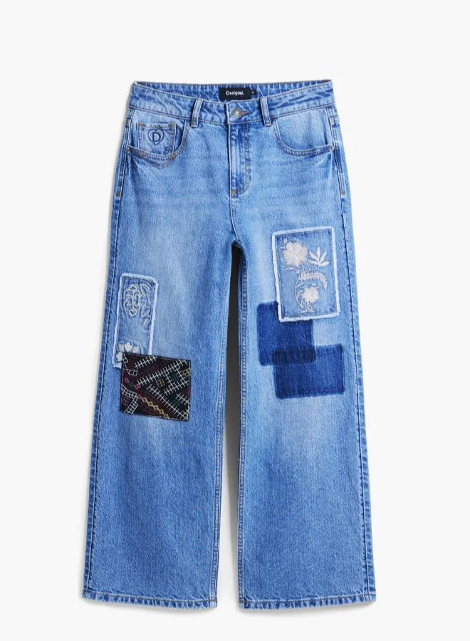 DESIGUAL Cropped jeans with patches