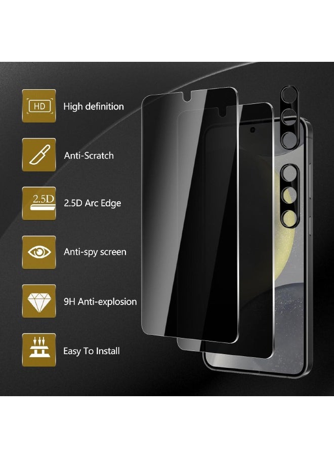 جلاس - [عبوتان + 2] واقي شاشة للخصوصية Samsung Galaxy S25 مع واقي عدسة الكاميرا، [مضاد للظهور 30 ​​درجة] [صلابة 9H] [فتح بصمة الإصبع بالموجات فوق الصوتية] [مضاد للخدش] [بدون فقاعات] [مناسب لحافظات الهاتف] مجموعة أفلام واقية لهاتف Samsung S25 6.2 بوصة (مربع، 2 + 2 قطعة) - Image 1