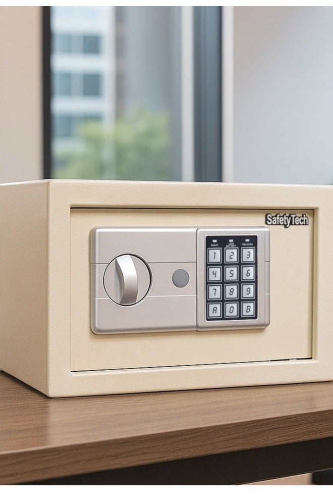 Safety Tech Digital safe with passwords and two emergency keys, from the international brand Safety Tech, size 31 * 20 * 20, with the ability to record two passwords, each number consisting of 3 to 8 digits, and 3 key holders  - Image 1