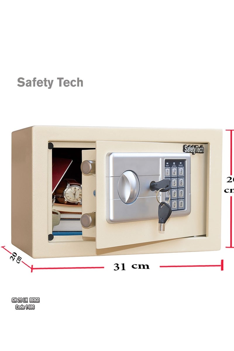 Safety Tech Digital safe with passwords and two emergency keys, from the international brand Safety Tech, size 31 * 20 * 20, with the ability to record two passwords, each number consisting of 3 to 8 digits, and 3 key holders  - Image 2