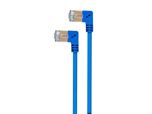 Monoprice Cat6A Ethernet Patch Cable SFTP 90Degree Angled 10G 36AWG 3 Feet Blue SlimRun Series - Image 3