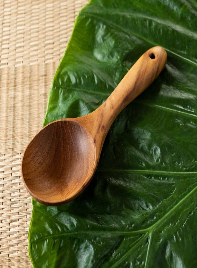 FAAY Short Handle Ladle, Eco Friendly Wooden Kitchen Tool, Hand Carved Unique Grain Server Gravy Ladle - Image 5