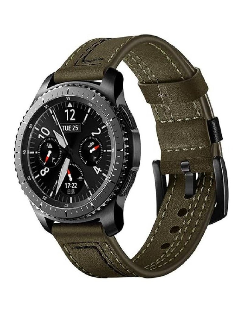 GENNEXT Genuine Grain Leather Quick Release Business Watch Band for Men Women Smartwatch Compatible with HUAWEI GT2 | GT2 PRO | GT3 | GT3 PRO | GT Runner 22mm Green - Image 2