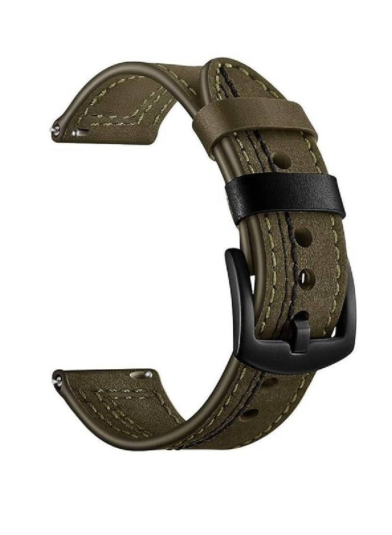 GENNEXT Genuine Grain Leather Quick Release Business Watch Band for Men Women Smartwatch Compatible with HUAWEI GT2 | GT2 PRO | GT3 | GT3 PRO | GT Runner 22mm Green - Image 1