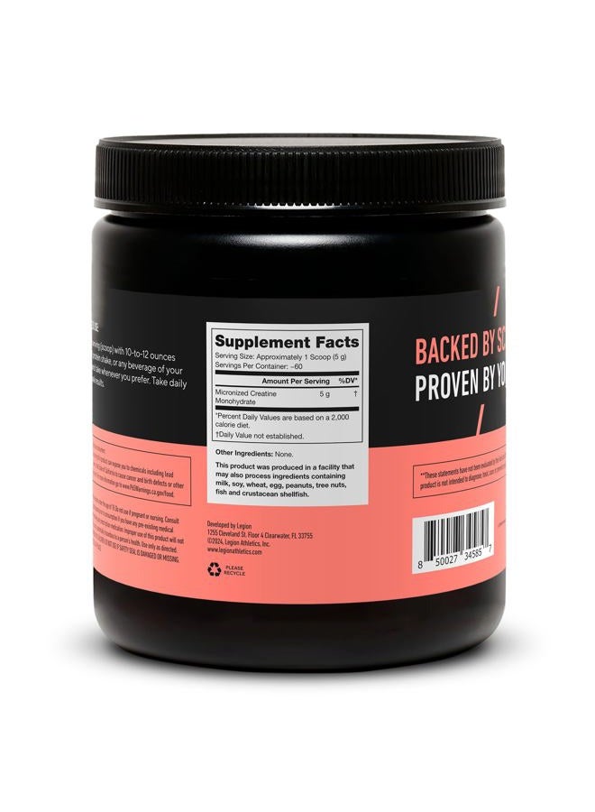Legion Micronized Creatine Monohydrate Supplement - Clean Creatine Powder for Muscle Gain & Post Workout Recovery - Micronized Creatine Supplement for Maximum Absorption (60 Servings, Unflavored) - Image 3