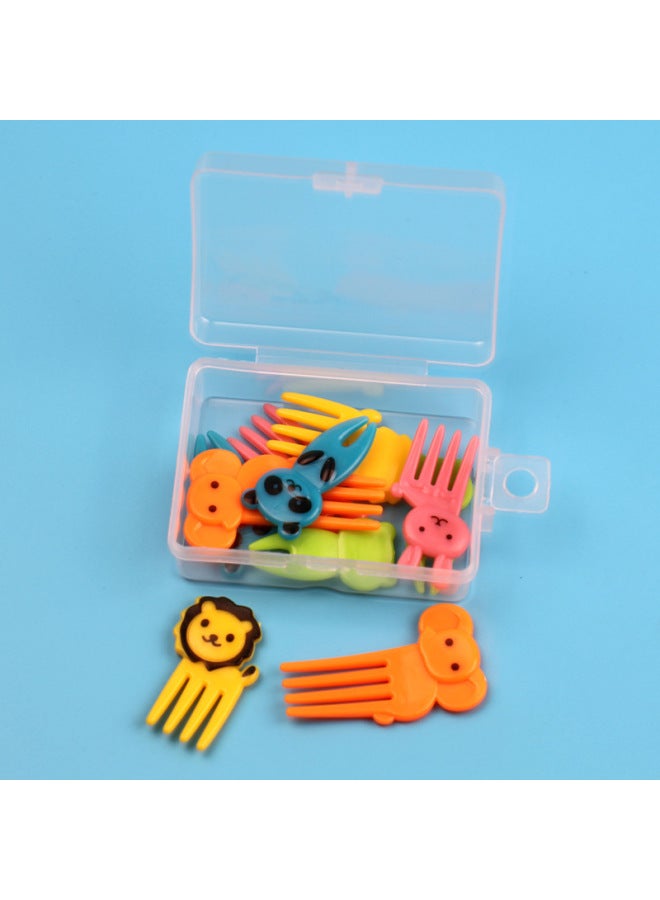 Japanese Cartoon Fruit Fork Cute Animal Fruit Fork Children Baby Special Fruit Sign Wholesale-Color:10pc Fruit Fork/elephant Box  - Image 1