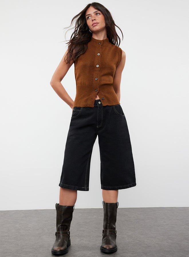 trendyol Limited Edition Brown Soft Textured Knitwear Vest - Image 2