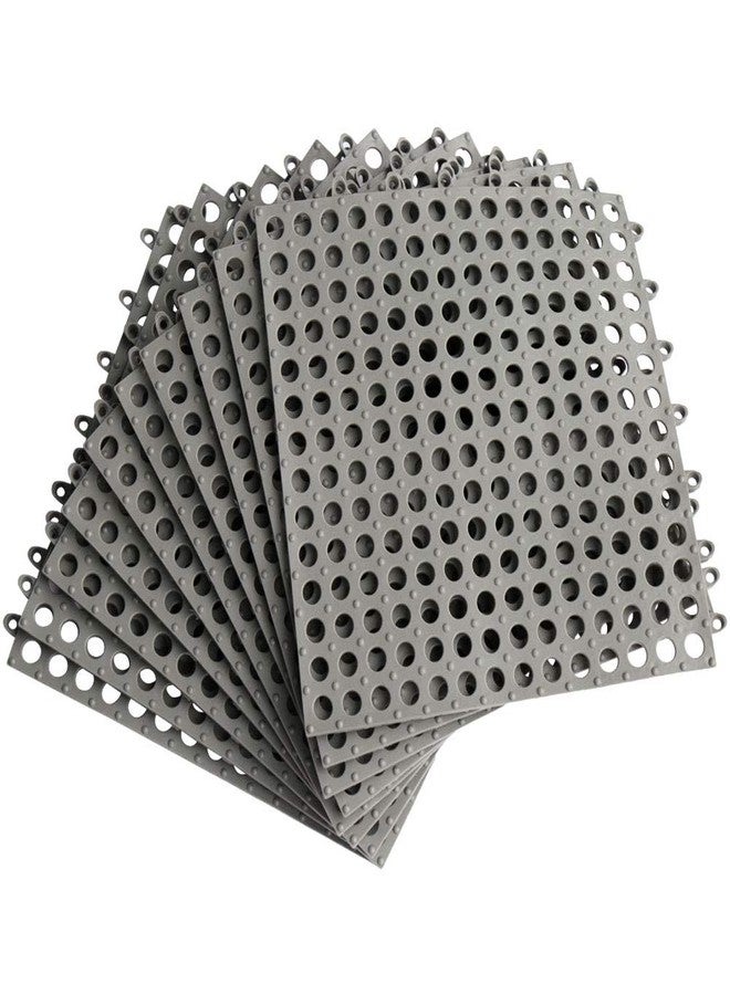 ALFEEL 10Pcs Interlocking Soft PVC Non-Slip Tile Splicing Waterproof Mat Drain Pool Shower Bath Kitchen Cushion 11.8" x 11.8" Mats Thin Type (11.8" x 11.8", Gray) - Image 1