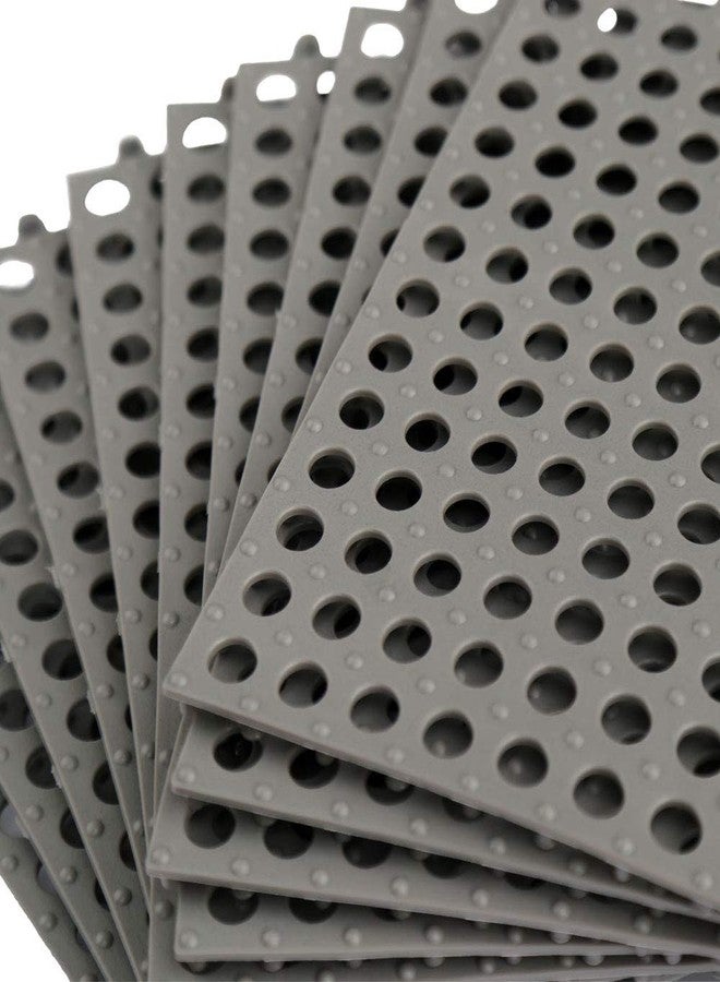 ALFEEL 10Pcs Interlocking Soft PVC Non-Slip Tile Splicing Waterproof Mat Drain Pool Shower Bath Kitchen Cushion 11.8" x 11.8" Mats Thin Type (11.8" x 11.8", Gray) - Image 2