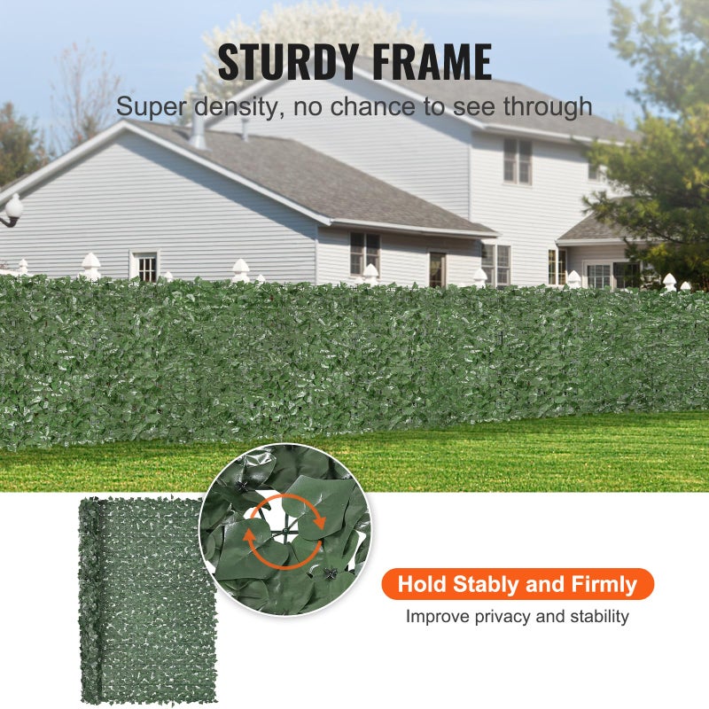 VEVOR Artificial Ivy Privacy Fence Screen, 96 x 72 in Faux Ivy Vine Leaf Hedges Fence, Greenery Privacy Fence with Strengthened Joint, Green Wall Decoration for Outdoor Garden, Yard, Balcony - Image 3