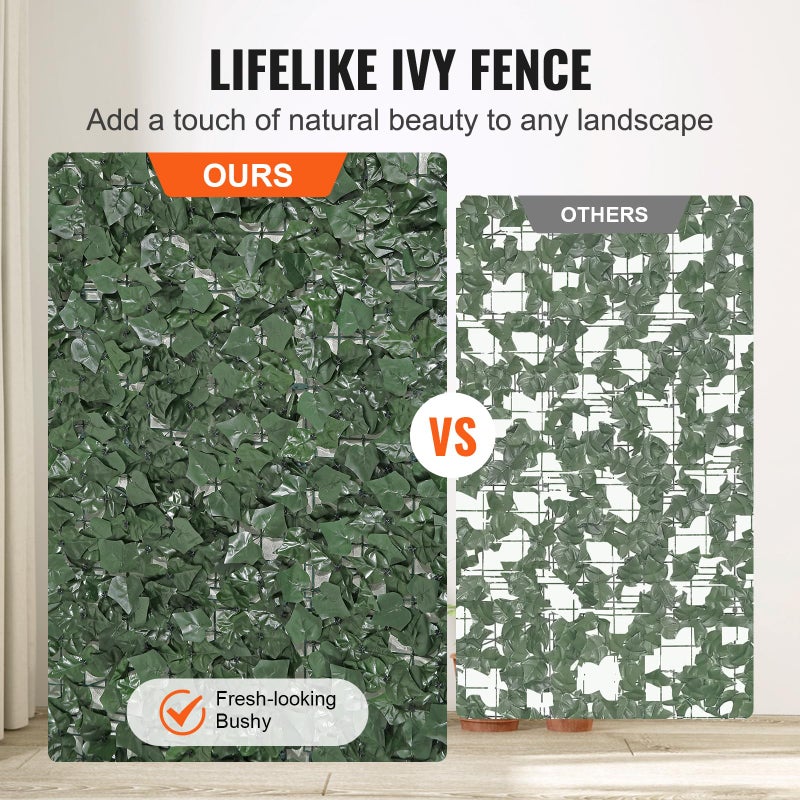 VEVOR Artificial Ivy Privacy Fence Screen, 96 x 72 in Faux Ivy Vine Leaf Hedges Fence, Greenery Privacy Fence with Strengthened Joint, Green Wall Decoration for Outdoor Garden, Yard, Balcony - Image 4