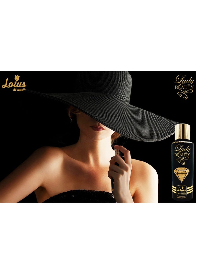 Lotus Alwadi Lotus Al Wadi Lady Beauty Fragrance, Body Mist Women signature Collection, 8.4 Ounce (6 piece Gift Set)  - Image 3