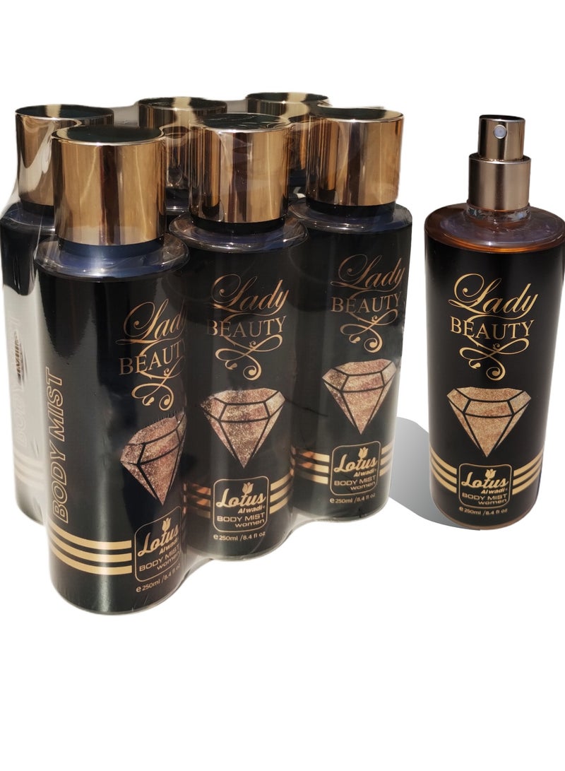 Lotus Alwadi Lotus Al Wadi Lady Beauty Fragrance, Body Mist Women signature Collection, 8.4 Ounce (6 piece Gift Set)  - Image 1