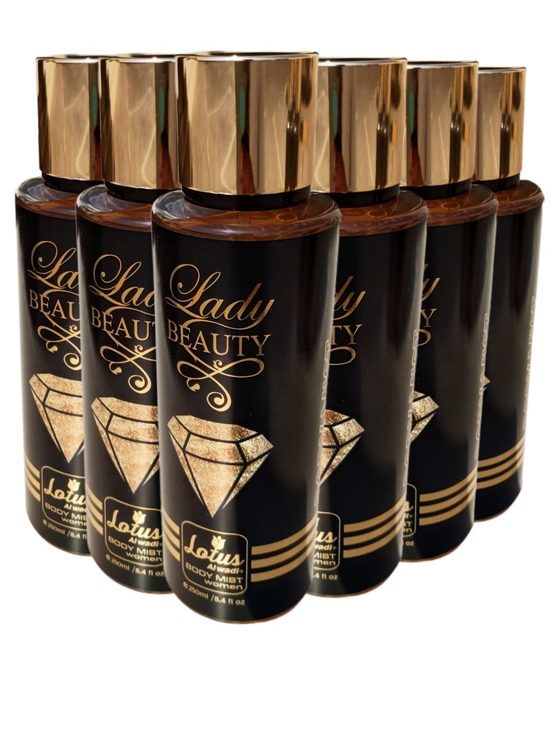 Lotus Alwadi Lotus Al Wadi Lady Beauty Fragrance, Body Mist Women signature Collection, 8.4 Ounce (6 piece Gift Set)  - Image 4