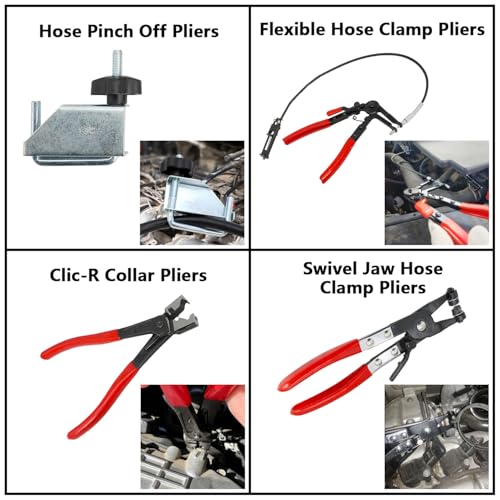 DPTOOL Hose Clamp Pliers Set 15pcs Hose Clamp Removal and Installation Tool Kit for Automotive Coolant Radiator Heater, Water Hose, fuel lines etc, with 2pcs Electrical Disconnect Pliers - Image 3