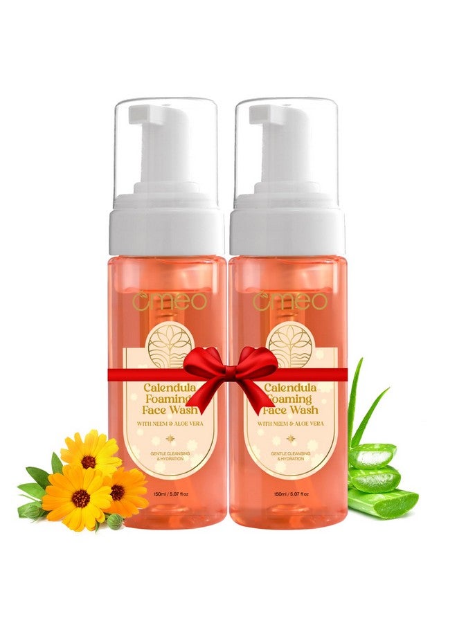 Omeo Calendula Foaming Face Wash with Natural Extracts of Calendula, Aloe Vera and Neem for Sensitive Skin, Instant and Excess Oil for Men and Women - 150ML (Pack of 2) - Image 1