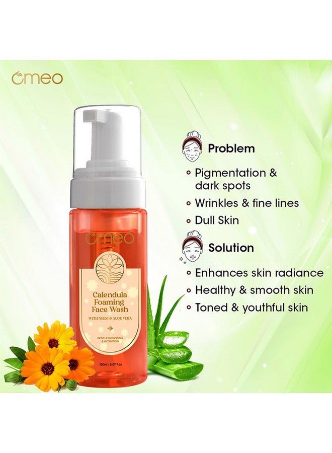 Omeo Calendula Foaming Face Wash with Natural Extracts of Calendula, Aloe Vera and Neem for Sensitive Skin, Instant and Excess Oil for Men and Women - 150ML (Pack of 2) - Image 2