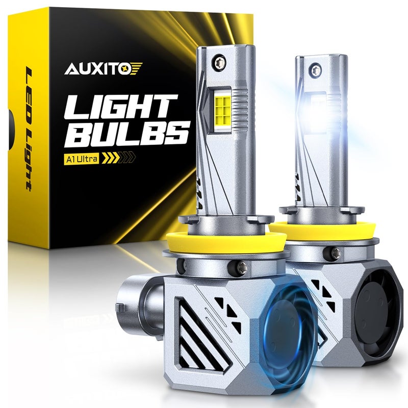 AUXITO H11 Bulbs, 1000% Super Brighterness 1:1 Mini Size, No Flicker, 99% Compatibility, Truly Plug And Play, All-in-One, Pack of 2 - Image 1