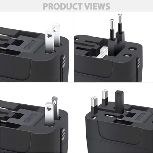 Pivalo Universal Travel Adapter with All in one Multipurpose Power Plug Portable International Travelling 150+ Countries (USB + C Type(Black)) - Image 3