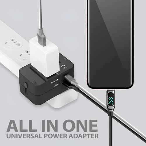 Pivalo Universal Travel Adapter with All in one Multipurpose Power Plug Portable International Travelling 150+ Countries (USB + C Type(Black)) - Image 5