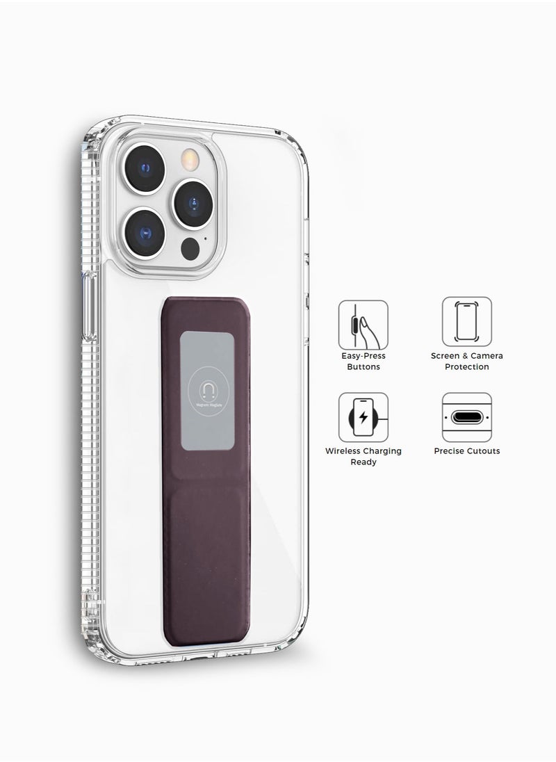 Wtech - TPU Hand Grip Air Pillow Case Cover For Apple iPhone 15 Pro 2023 Clear/Maroon - Image 1