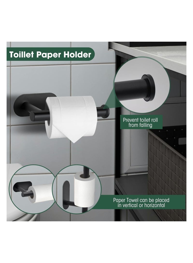 Hanayo مجموعة حامل مناشف الحمام 4 قطع من الفولاذ المقاوم للصدأ مثبتة على الحائط تشمل قضيب مناشف وحامل لورق التواليت اللاصق وحلقة مناشف وخطافات للحمام (أسود) - Image 5