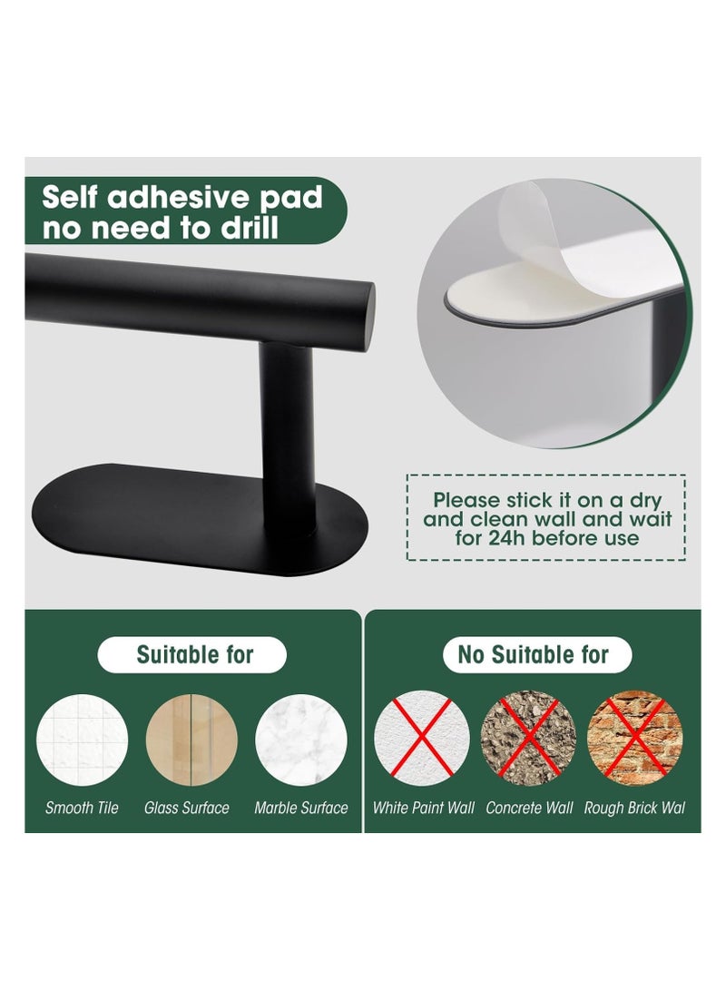 Hanayo مجموعة حامل مناشف الحمام 4 قطع من الفولاذ المقاوم للصدأ مثبتة على الحائط تشمل قضيب مناشف وحامل لورق التواليت اللاصق وحلقة مناشف وخطافات للحمام (أسود) - Image 4