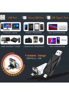 Excefore 5 in 1 SD Card Reader for Android, USB C and USB 2.0, Micro SD Card to USB Adapter, Portable Memory Card Reader for PC Phone Pads (Black 2 Pack)  - Image 4