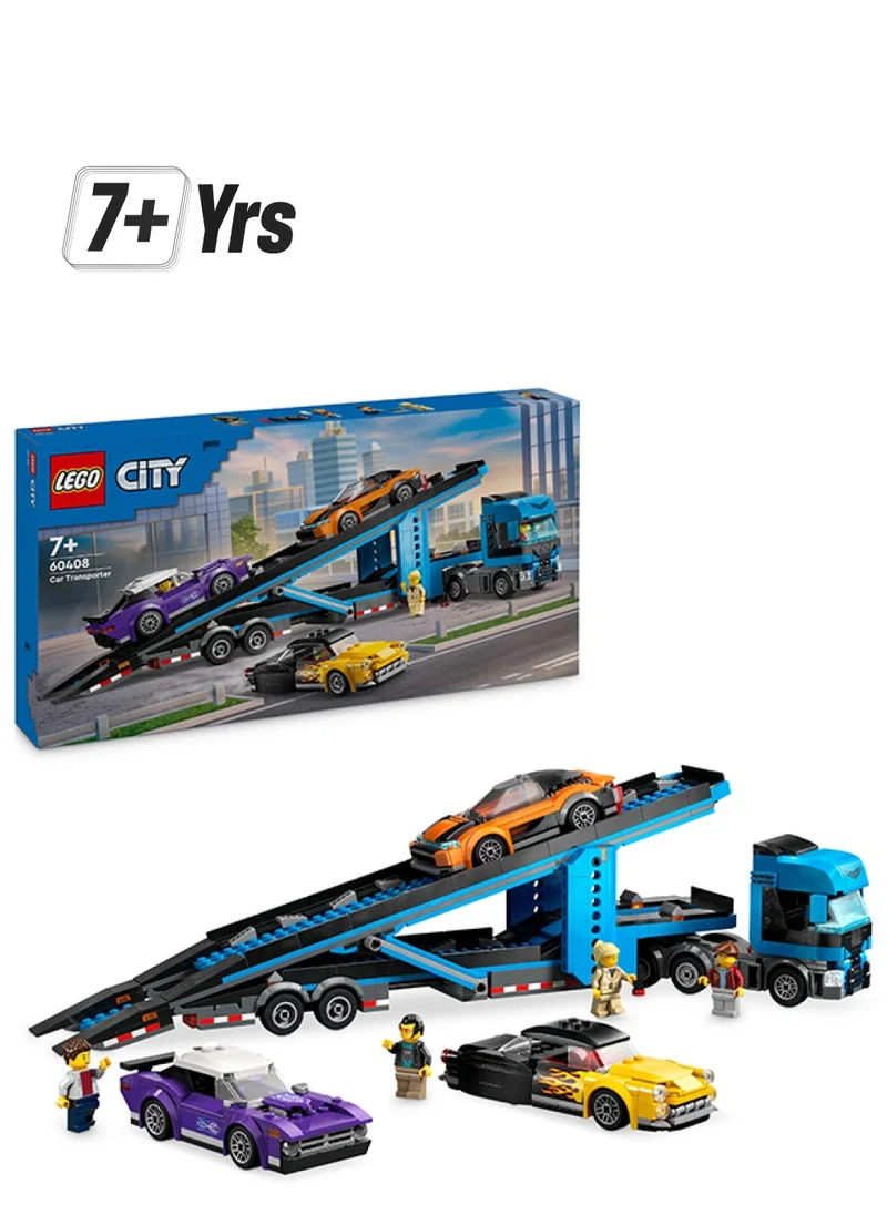 LEGO City Car Transporter Truck With Sports Cars, 4 Vehicle Toy Set For Boys And Girls Aged 7 Plus, Or Birthday Gift For Kids, 4 Minifigures For Imaginative Play (998 Pieces) 60408