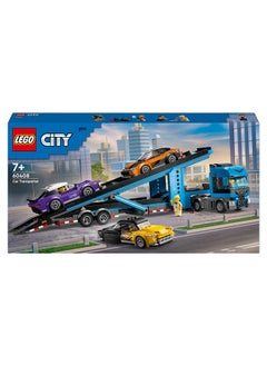 LEGO City Car Transporter Truck With Sports Cars, 4 Vehicle Toy Set For Boys And Girls Aged 7 Plus, Or Birthday Gift For Kids, 4 Minifigures For Imaginative Play (998 Pieces) 60408  - Image 2