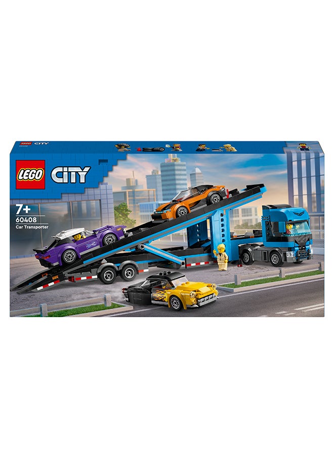 LEGO - City Car Transporter Truck With Sports Cars, 4 Vehicle Toy Set For Boys And Girls Aged 7 Plus, Or Birthday Gift For Kids, 4 Minifigures For Imaginative Play (998 Pieces) 60408 - Image 1
