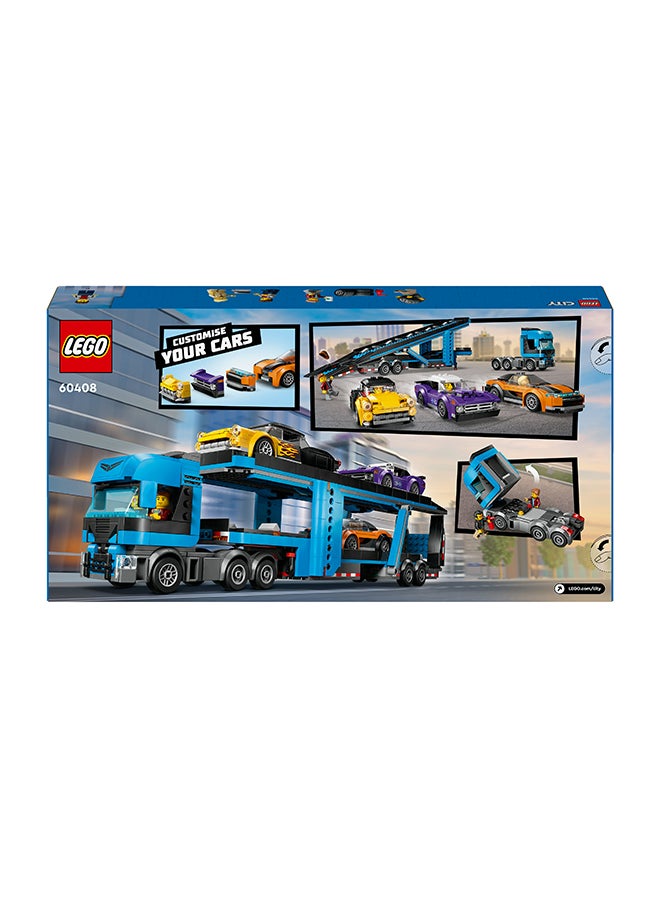 LEGO - City Car Transporter Truck With Sports Cars, 4 Vehicle Toy Set For Boys And Girls Aged 7 Plus, Or Birthday Gift For Kids, 4 Minifigures For Imaginative Play (998 Pieces) 60408 - Image 1