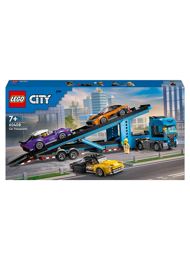 LEGO City Car Transporter Truck With Sports Cars, 4 Vehicle Toy Set For Boys And Girls Aged 7 Plus, Or Birthday Gift For Kids, 4 Minifigures For Imaginative Play (998 Pieces) 60408