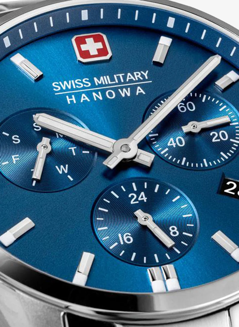 Swiss Military Hanowa Silver 2 Roadrunner Blue Dial Silver Stainless Steel Bracelet Chronograph Watch Men 43mm for Men | Best Price UAE
