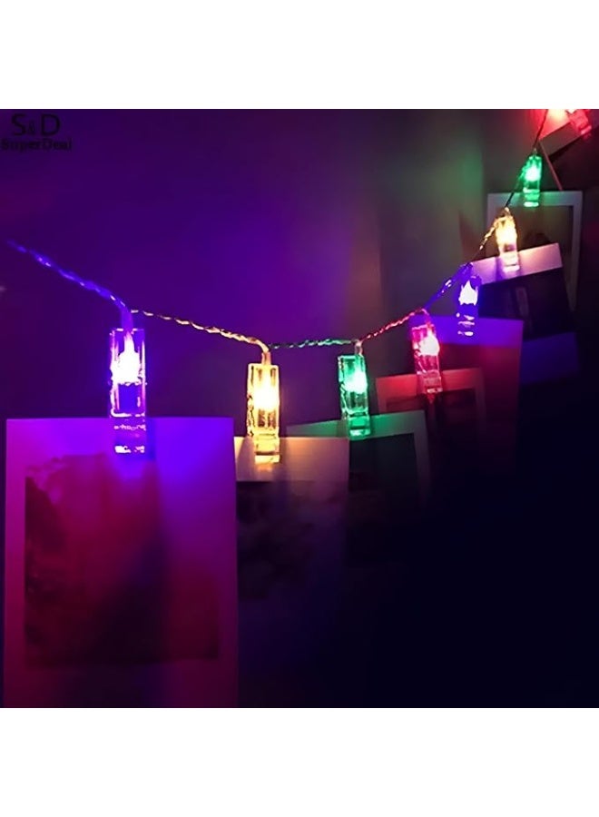 LED Picture Hanging Lights with Clips, Battery Operated for Festive Seasons Like Christmas, Perfect for Displaying Photos, Notes, Postcards, Important Memos - Image 1