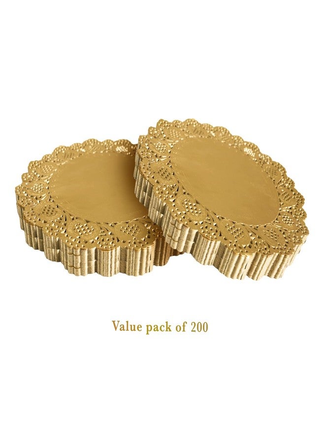 Phantomon 200 Pcs 12 Inch Gold Lace Paper Doilies – Disposable Gold Foil Placemats for Cakes, Dessert Display, Dining Table, Weddings, Birthday Parties (Gold, 12 Inch) - Image 3