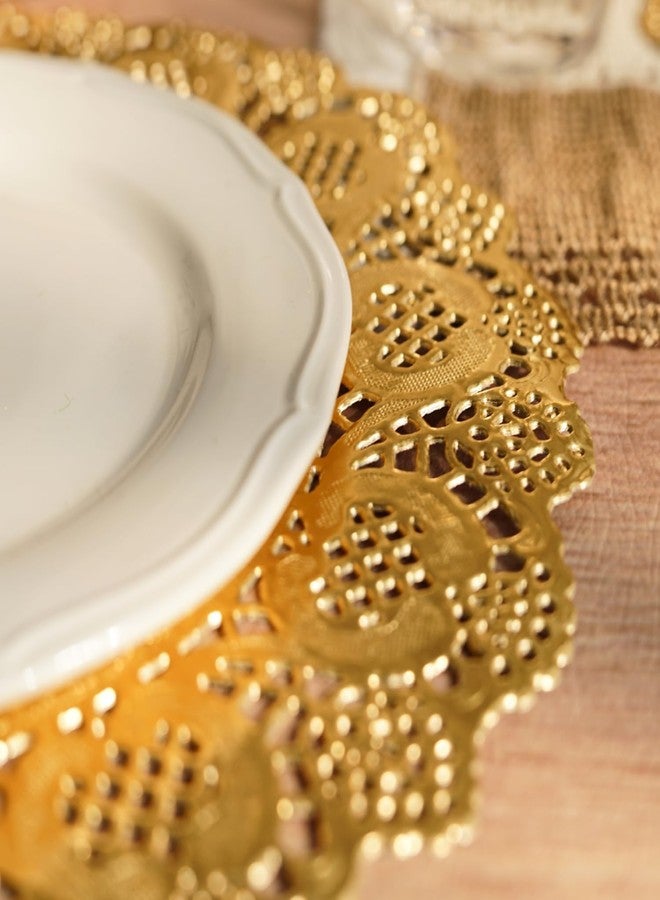 Phantomon 200 Pcs 12 Inch Gold Lace Paper Doilies – Disposable Gold Foil Placemats for Cakes, Dessert Display, Dining Table, Weddings, Birthday Parties (Gold, 12 Inch) - Image 5