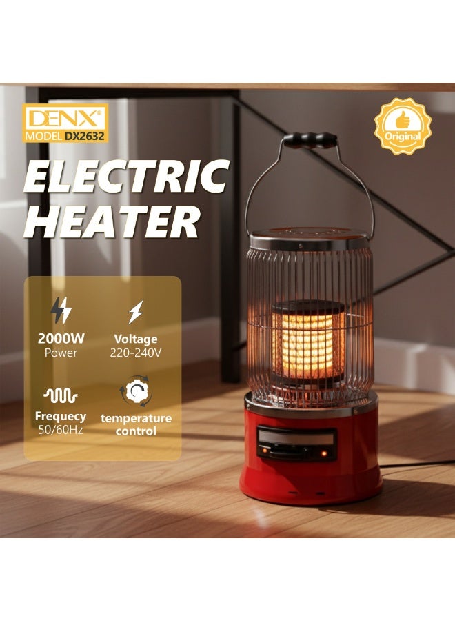 DENX - Electric Heater – 2000W Power, 2 Heat Settings, Anti-Tip Safety Design, Portable, Fast Heat Distribution - Image 3