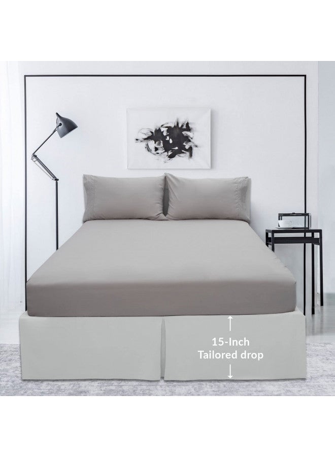 mellanni Mellanni Bed Skirt Queen Size - Bed Frame - 15-Inch Tailored Drop Pleated Dust Ruffle - Wrinkle, Fade, Stain Resistant - 1 Bedskirt (Queen, Light Gray)  - Image 3