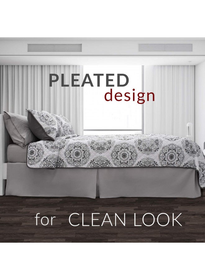 mellanni Mellanni Bed Skirt Queen Size - Bed Frame - 15-Inch Tailored Drop Pleated Dust Ruffle - Wrinkle, Fade, Stain Resistant - 1 Bedskirt (Queen, Light Gray)  - Image 5