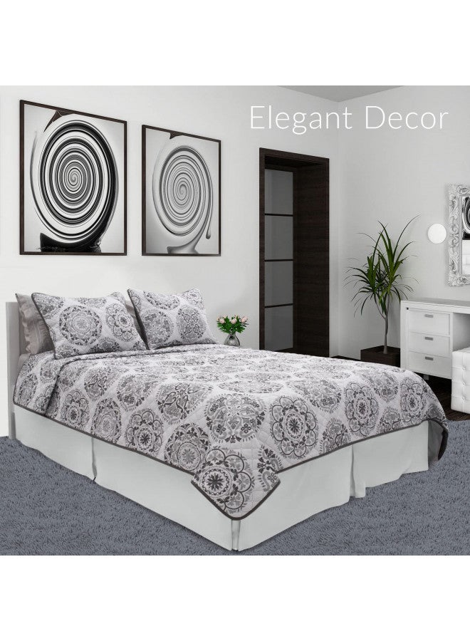 mellanni Mellanni Bed Skirt Queen Size - Bed Frame - 15-Inch Tailored Drop Pleated Dust Ruffle - Wrinkle, Fade, Stain Resistant - 1 Bedskirt (Queen, Light Gray)  - Image 2