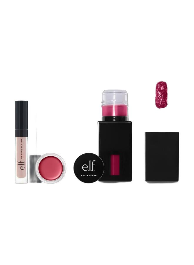 elf Putty Blush - Caribbean Caribbean & Glossy Lipstick Berry Queen 3 Ml & Lip Plumping Gloss Peach Bellini Bundle - Image 1