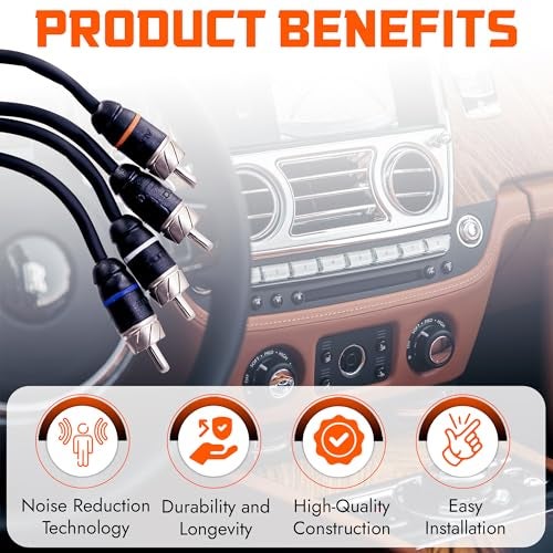 Elite Audio Premium Series 15ft. 4-Channel Car Audio RCA Cable – Double Shielded, Oxygen Free Copper, Noise Reducing Audio Cable for Amplifiers, Subwoofers, Speakers, and Processors – PRM415 - Image 5