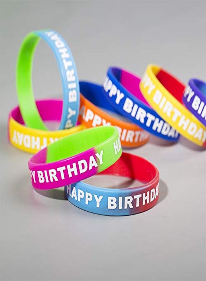 ARTLYMERS 24pcs Happy Birthday Rubber Bracelets, Colored Silicone Stretch Wristbands for Birthday Party Supplies Favors 8 Styles - Image 3