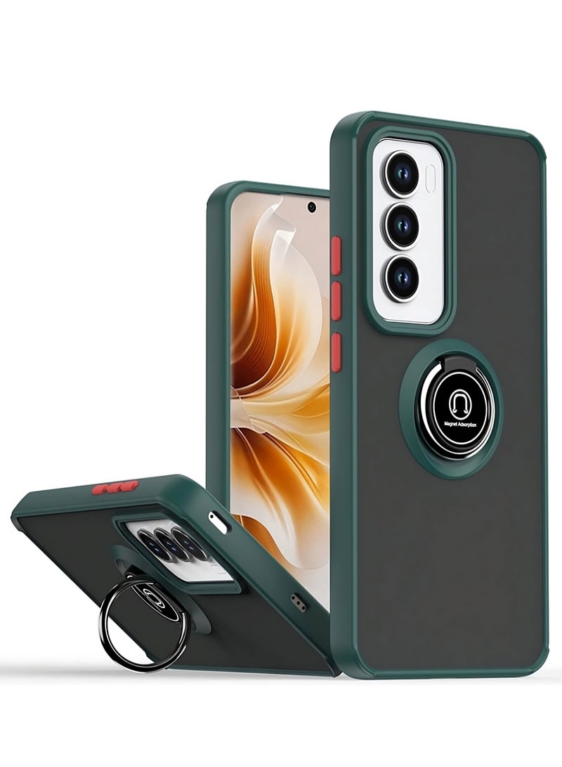 BORTONY OPPO Reno 12 5G Case Cover Rotational Metal Ring Grip Kickstand Cover Magnetic Car Mount Holder Case Shockproof TPU for OPPO Reno 12 5G - Image 1