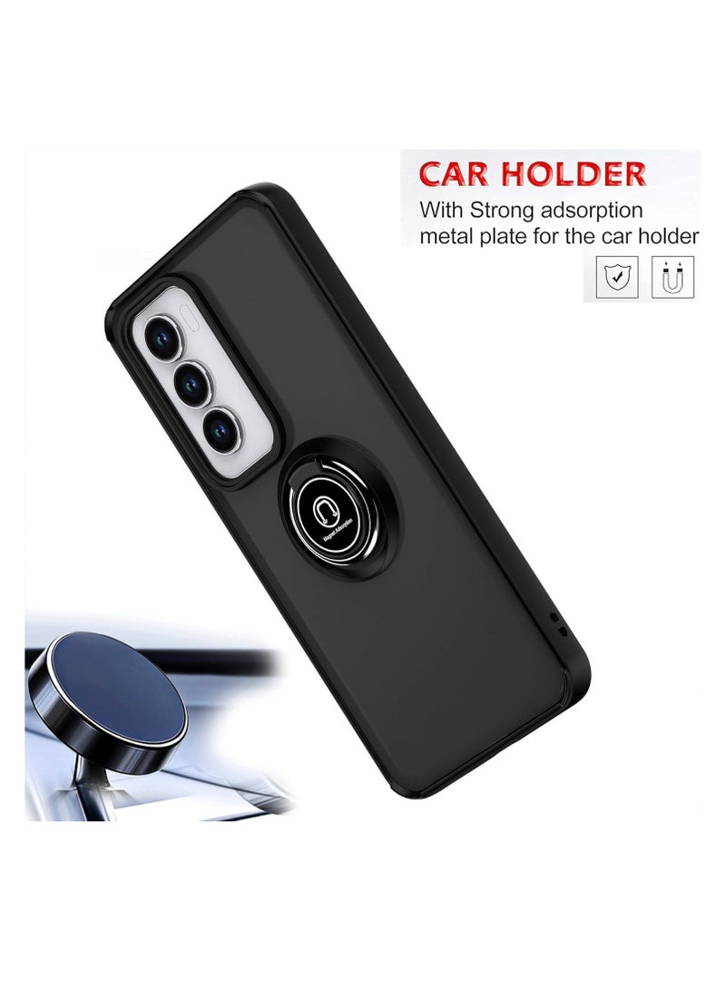 BORTONY OPPO Reno 12 5G Case Cover Rotational Metal Ring Grip Kickstand Cover Magnetic Car Mount Holder Case Shockproof TPU for OPPO Reno 12 5G - Image 4