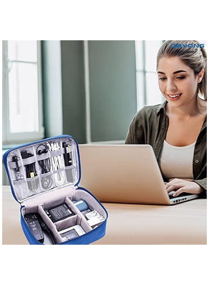 دايونغ حقيبة منظم كابلات السفر لتنظيم الإلكترونيات، حقيبة تخزين رقمية محمولة، حقيبة إكسسوارات إلكترونية، حقيبة منظم شاحن الكابل، حقيبة حمل حقيبة تخزين (أزرق) - Image 3