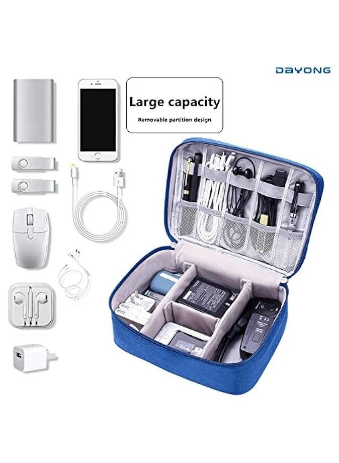 دايونغ حقيبة منظم كابلات السفر لتنظيم الإلكترونيات، حقيبة تخزين رقمية محمولة، حقيبة إكسسوارات إلكترونية، حقيبة منظم شاحن الكابل، حقيبة حمل حقيبة تخزين (أزرق) - Image 4